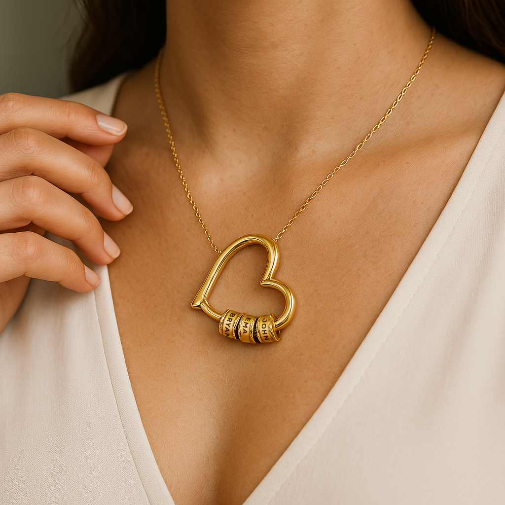 El corazón de nuestra familia - Collar de cuentas personalizado