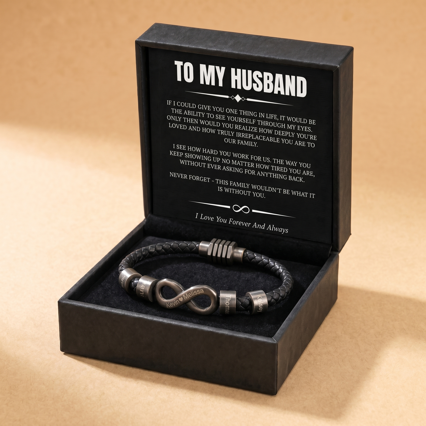 Infinity Name Bracelet - For the Man Who Holds Us Together