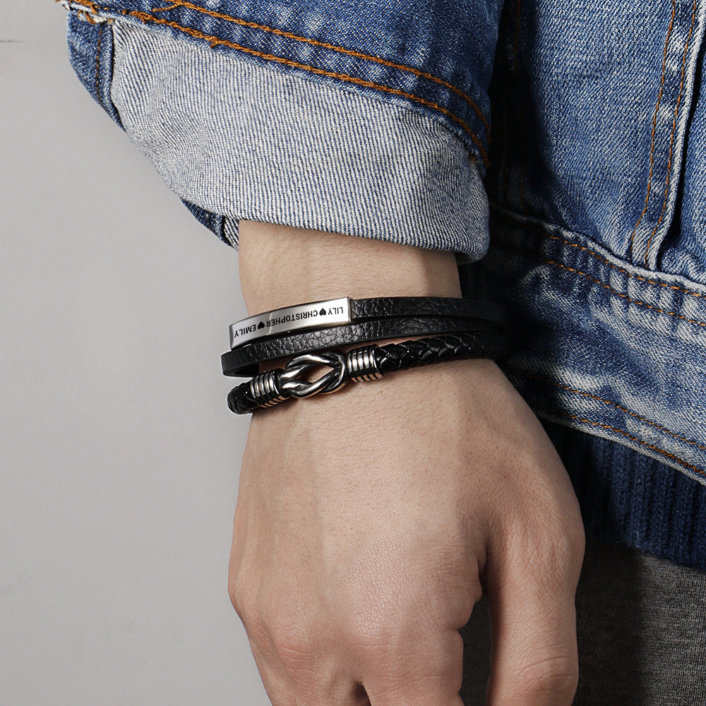 Forever Linked, Personalized Family Names Dad Bracelet