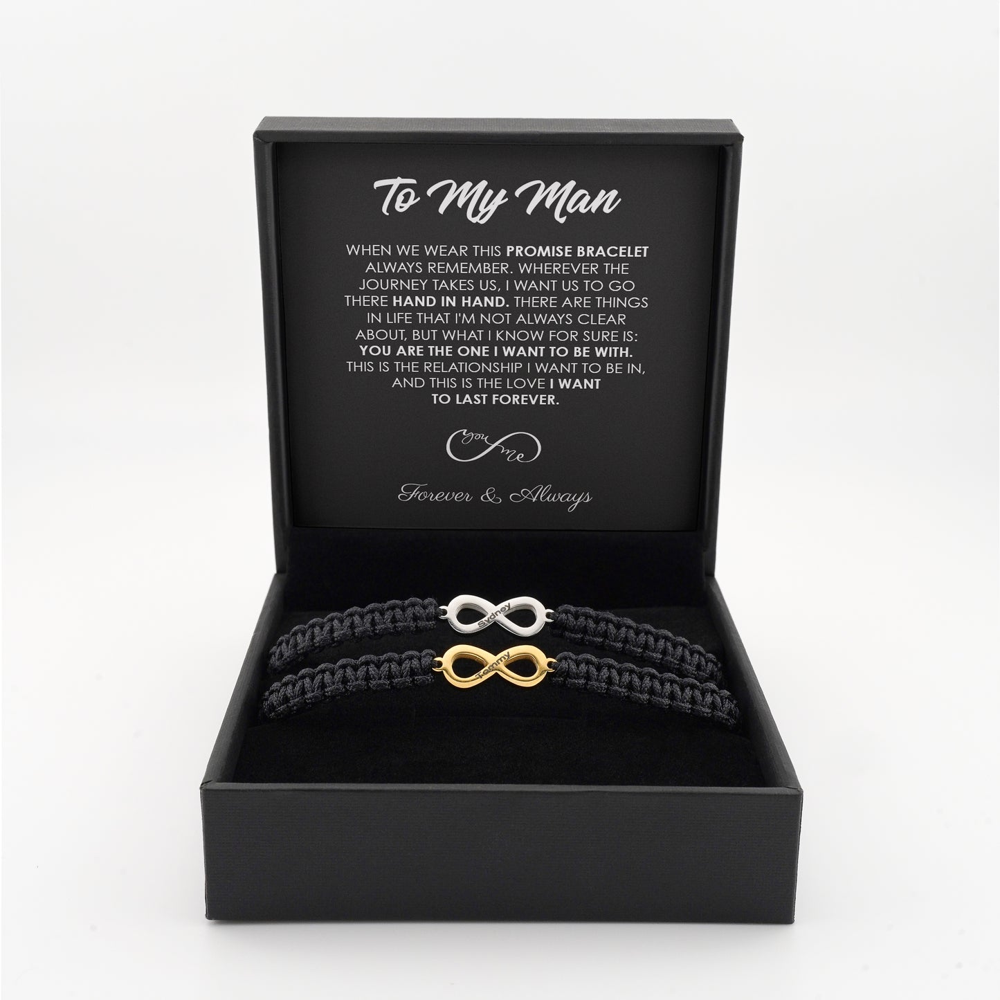 "Linked for Life" Personalized Couple’s Bracelet Set