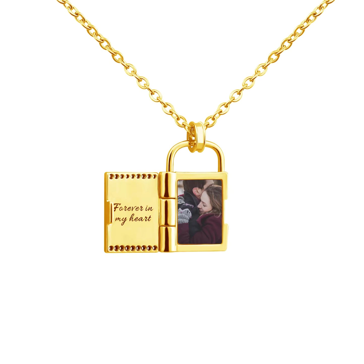Forever Love Locked Necklace - Custom Photo