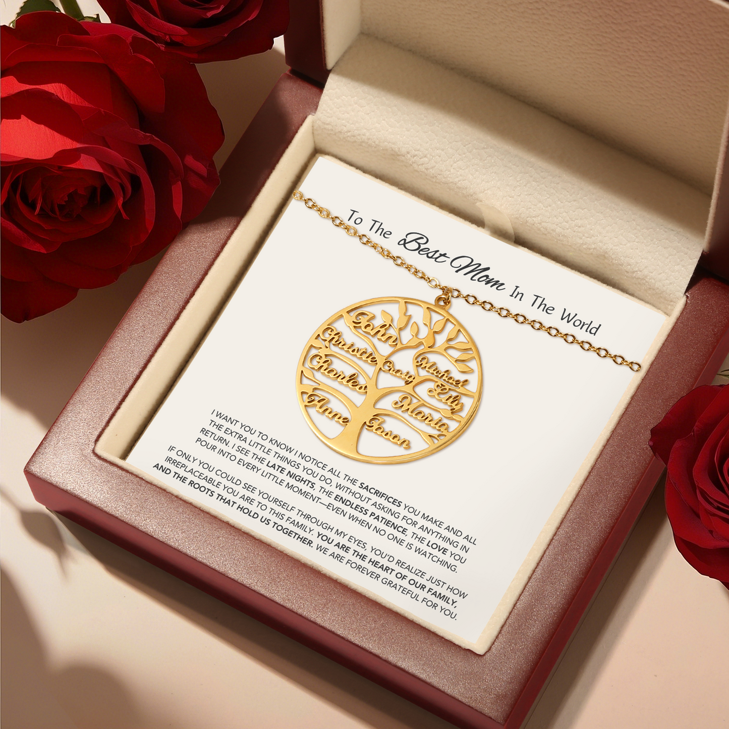 "Family Tree of Love" - Necklace with Luxury LED Box