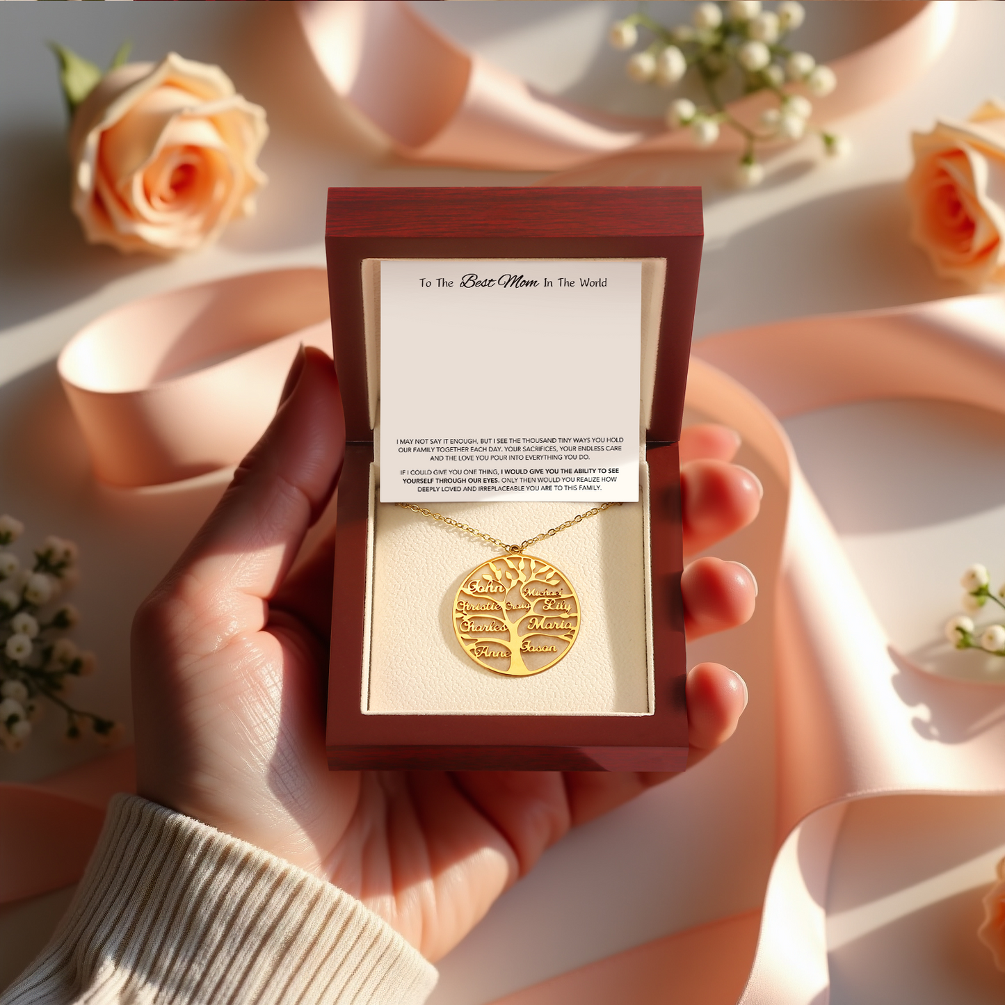 "Family Tree of Love" - Necklace with Luxury LED Box