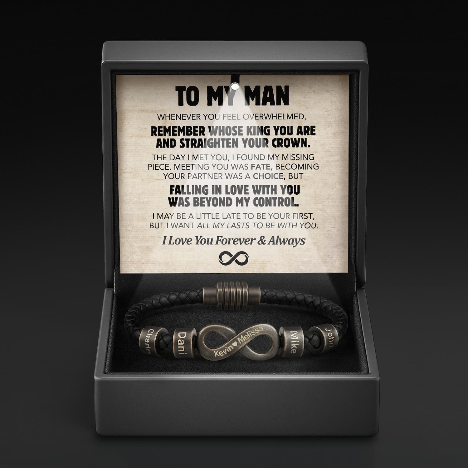 Infinity Name Bracelet - For the Man Who Holds Us Together – Ziella