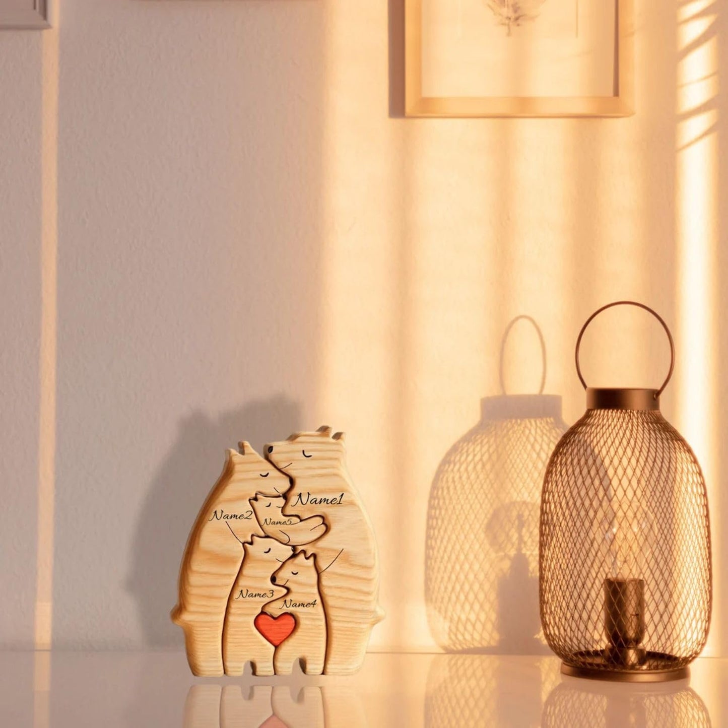 Bear Family Hug Wooden Decor