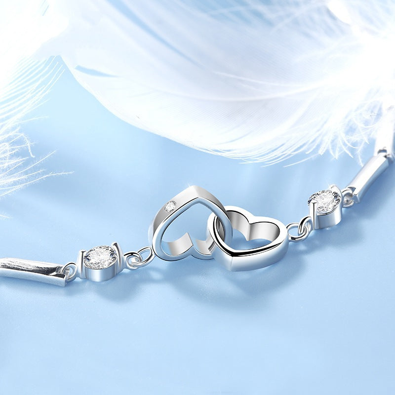 Inseparable Hearts -925 Silver Bracelet