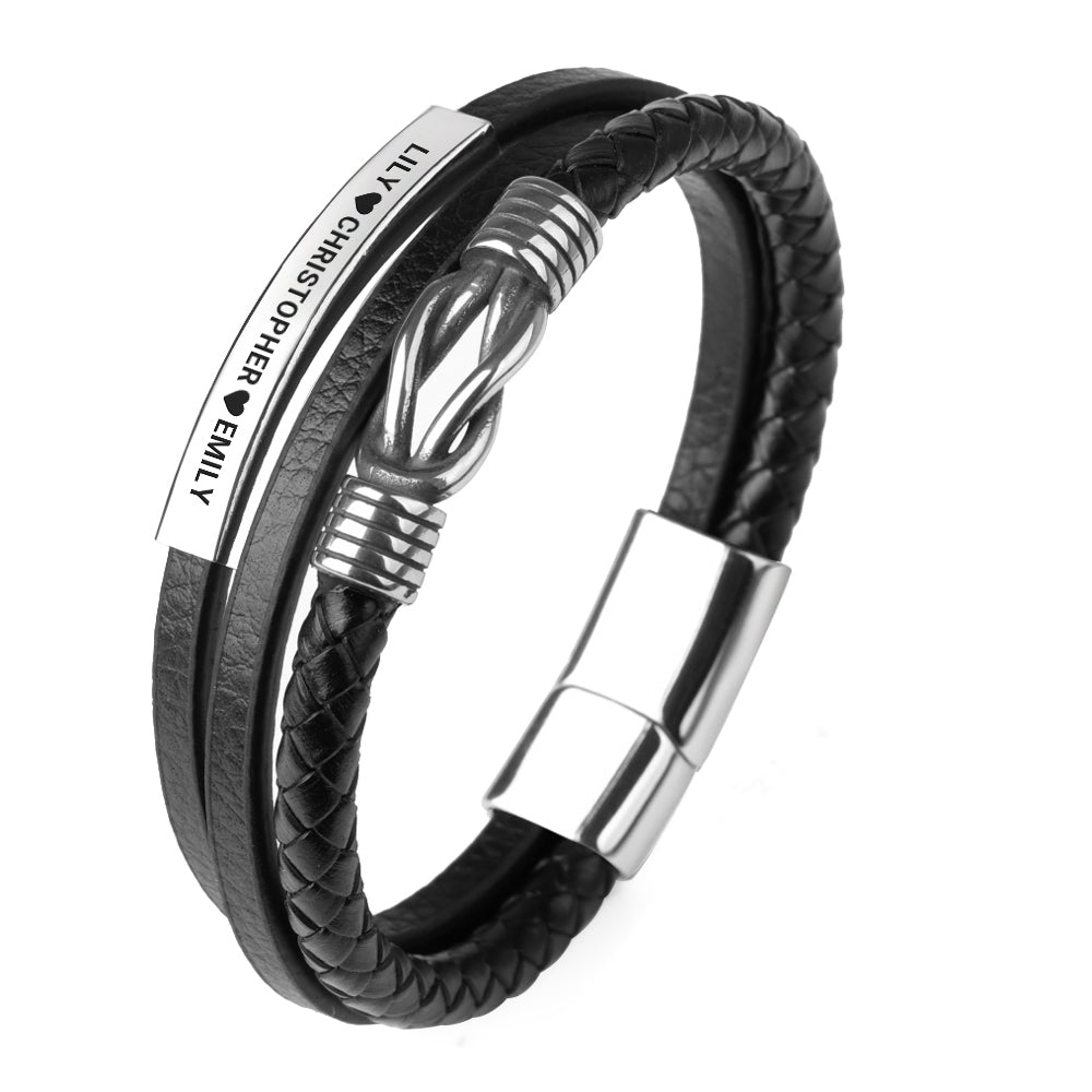 Forever Linked, Personalized Family Names Dad Bracelet