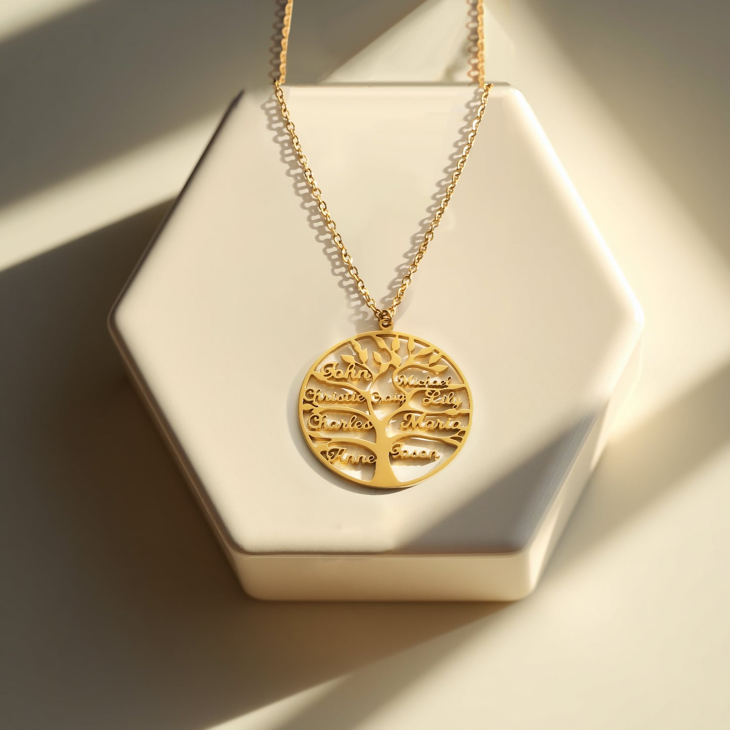 "Árbol genealógico del amor" - Collar con caja LED de lujo