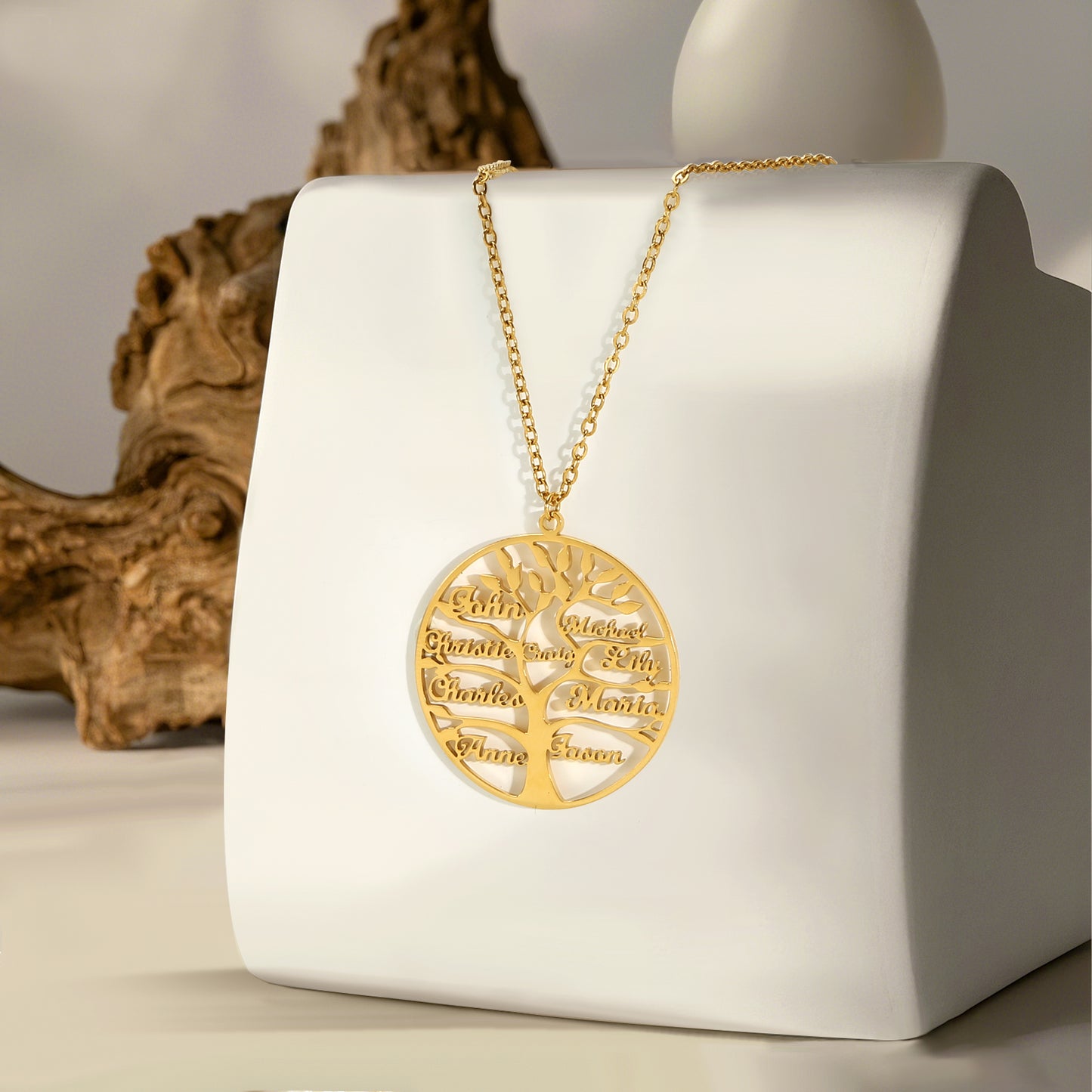 "Árbol genealógico del amor" - Collar con caja LED de lujo