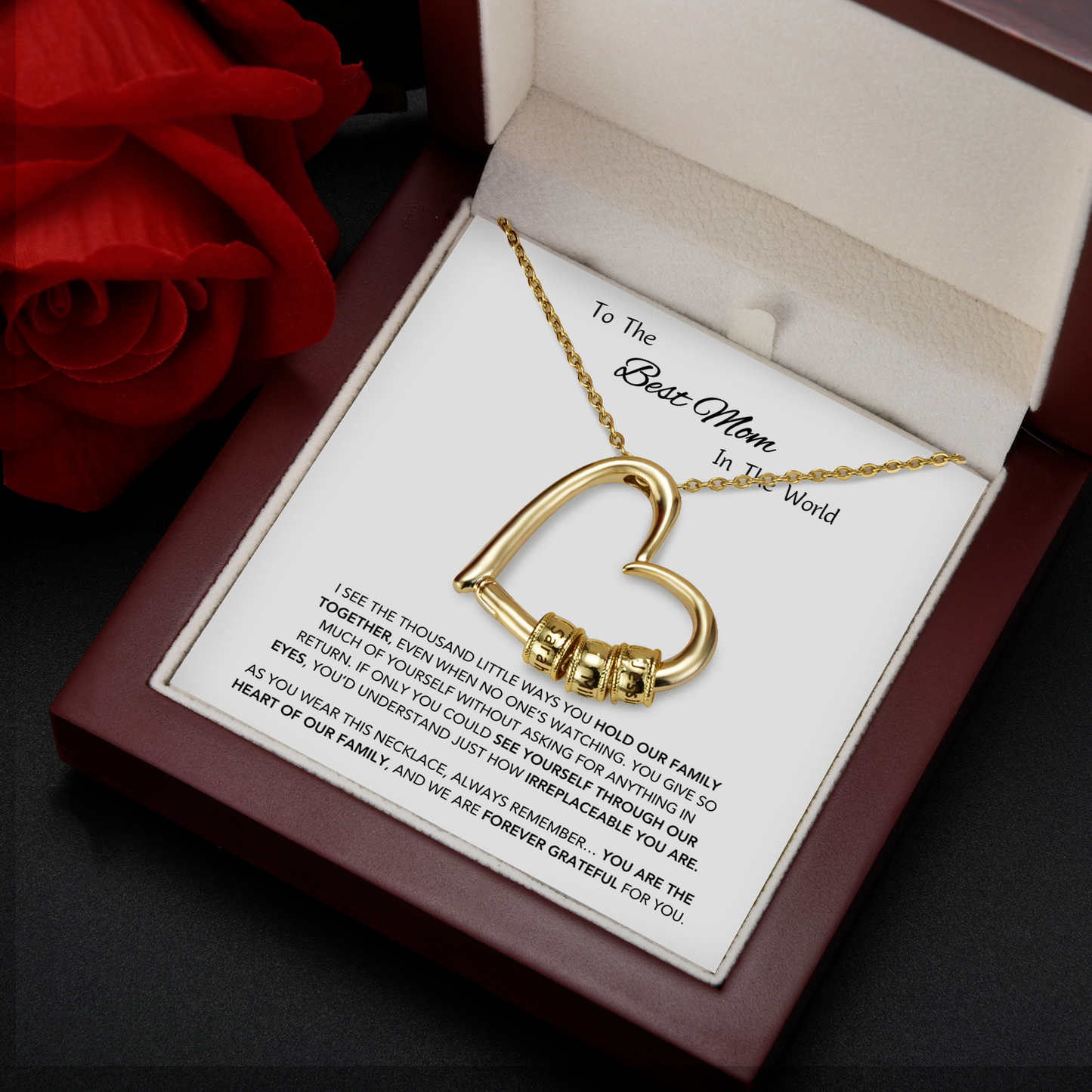 Collar "Corazón de familia" con caja de regalo LED