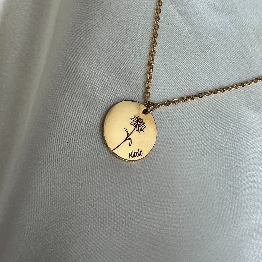 Collar personalizado Birthflower con caja Forever Rose