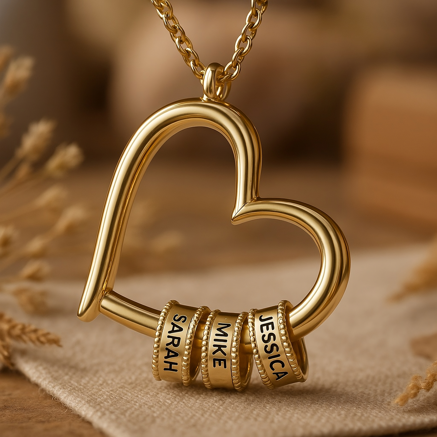 Collar "Corazón de familia" con lujosa caja de regalo LED