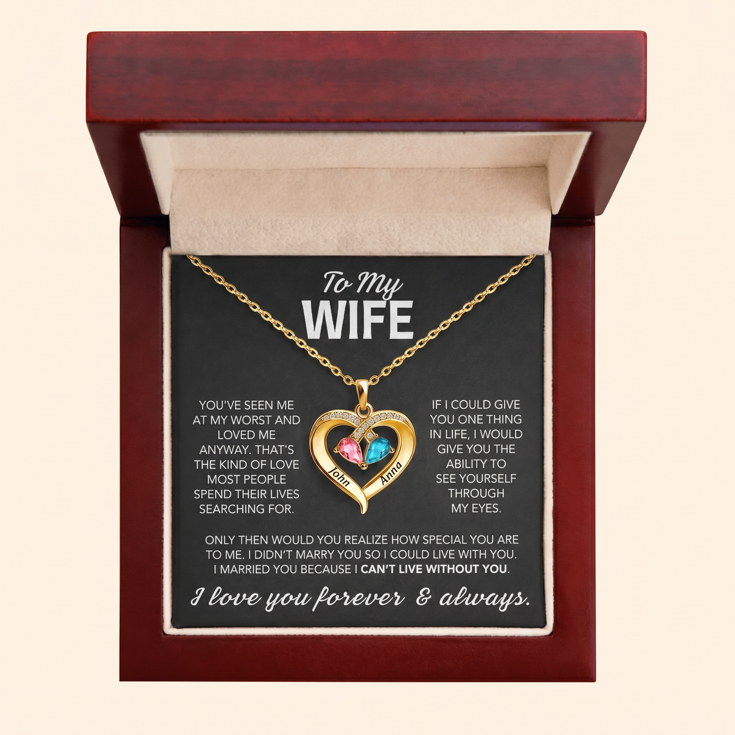Always Yours – Birthstone Heart Necklace