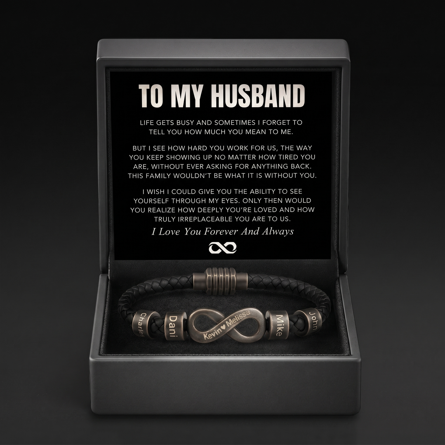 Infinity Name Bracelet - For the Man Who Holds Us Together