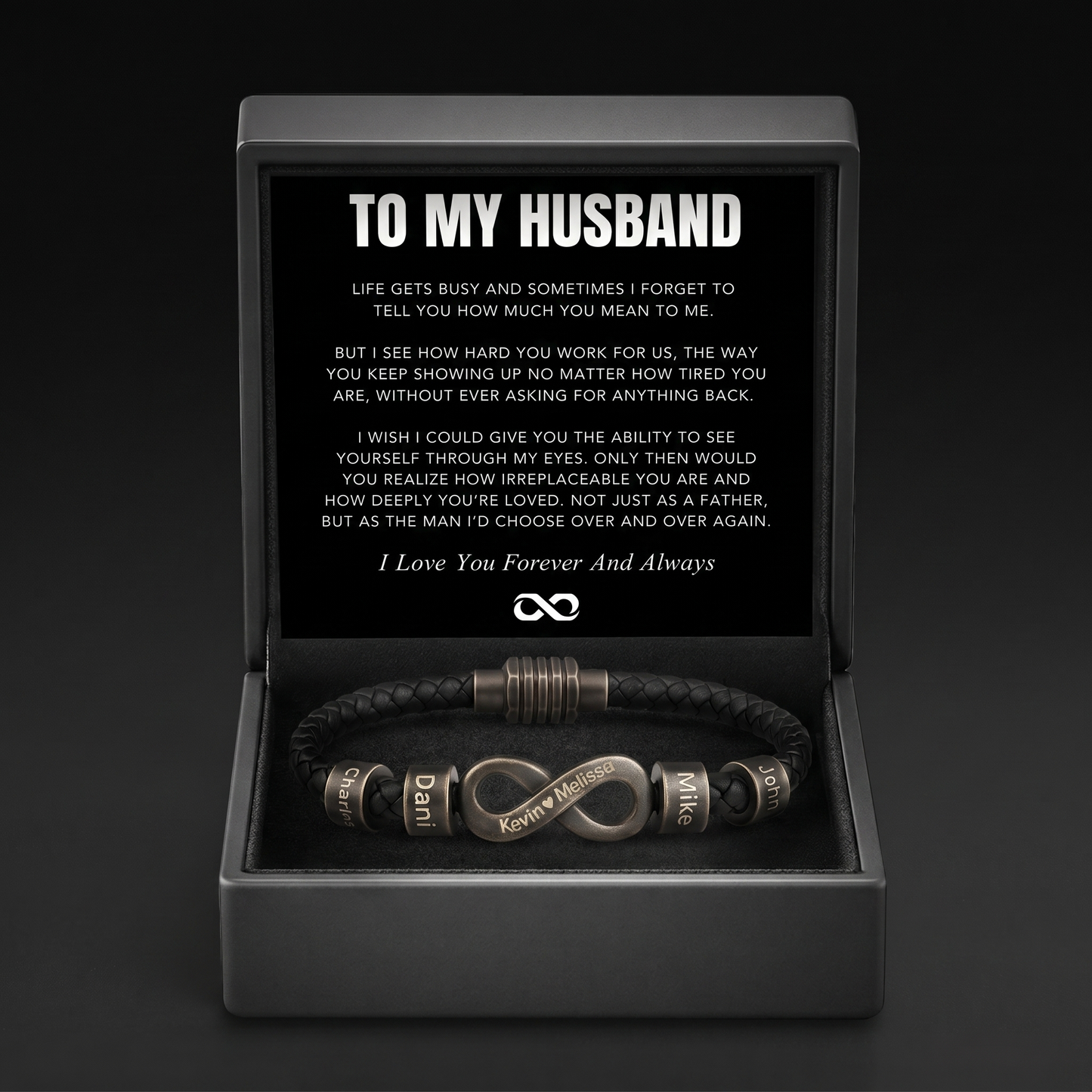 Infinity Name Bracelet - For the Man Who Holds Us Together