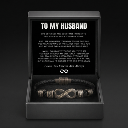 Infinity Name Bracelet - For the Man Who Holds Us Together