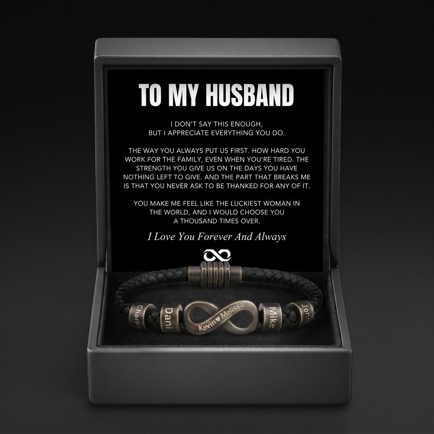 Infinity Name Bracelet - For the Man Who Holds Us Together
