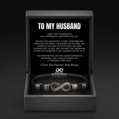 Infinity Name Bracelet - For the Man Who Holds Us Together