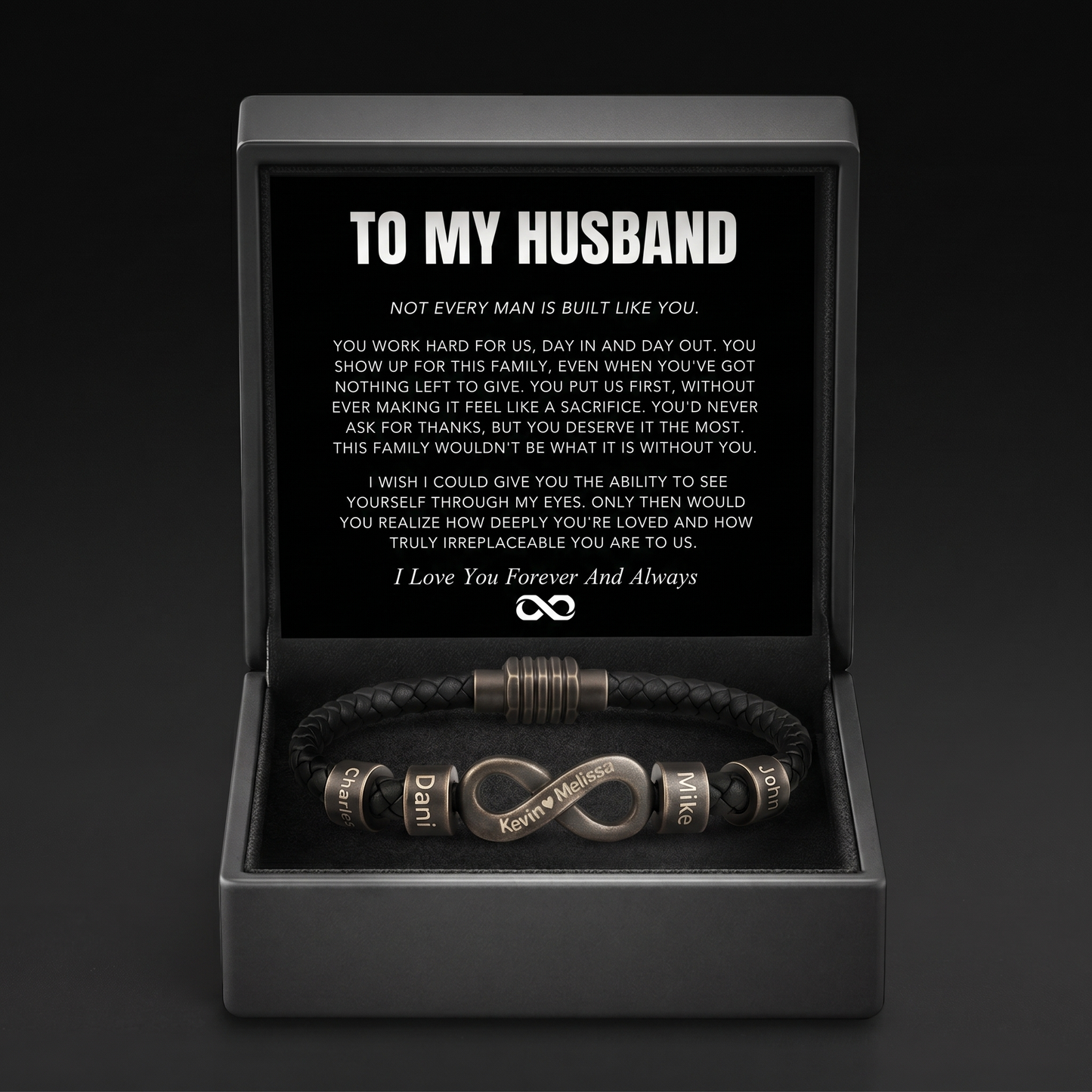 Infinity Name Bracelet - For the Man Who Holds Us Together