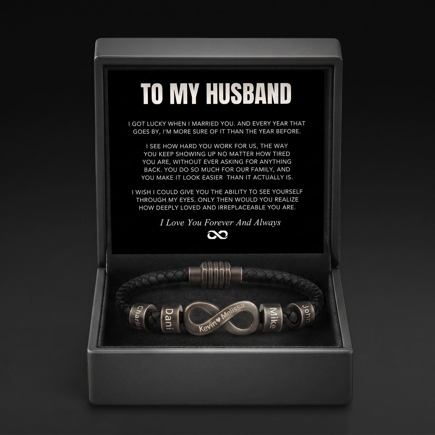 Infinity Name Bracelet - For the Man Who Holds Us Together