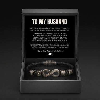 Infinity Name Bracelet - For the Man Who Holds Us Together