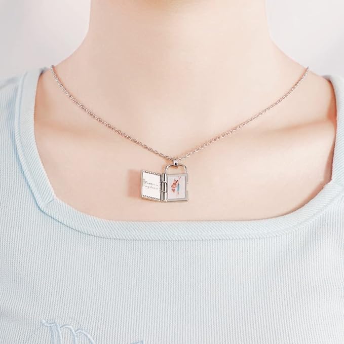 Forever Love Locked Necklace - Custom Photo