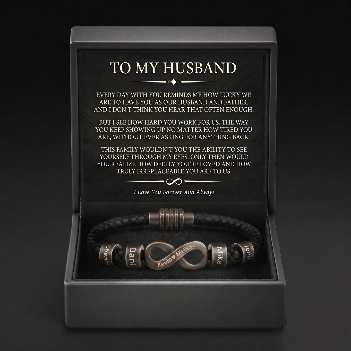 Infinity Name Bracelet - For the Man Who Holds Us Together