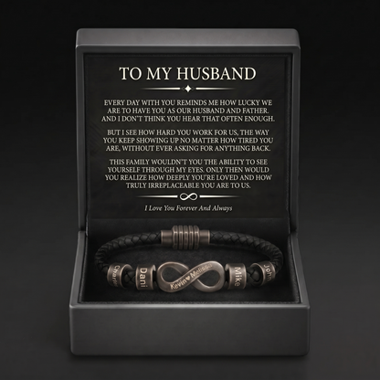 Infinity Name Bracelet - For the Man Who Holds Us Together
