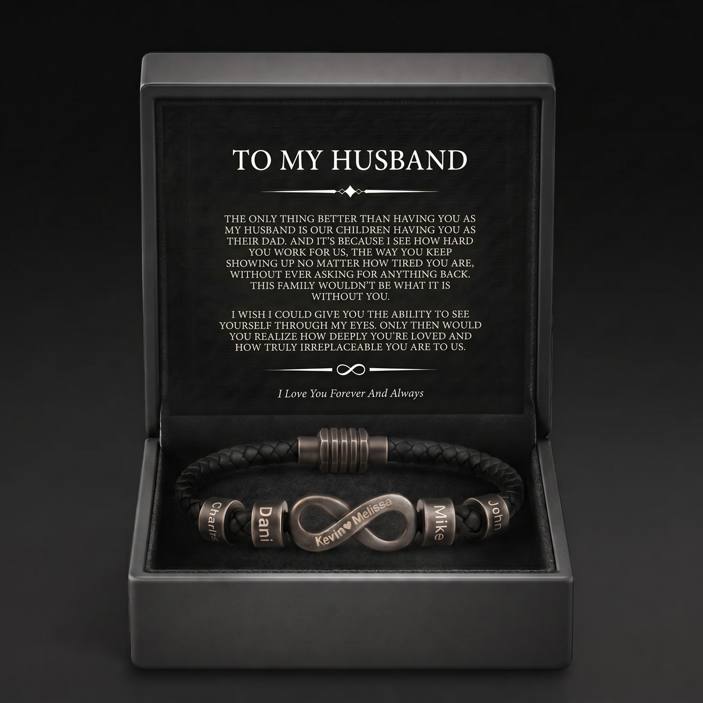 Infinity Name Bracelet - For the Man Who Holds Us Together