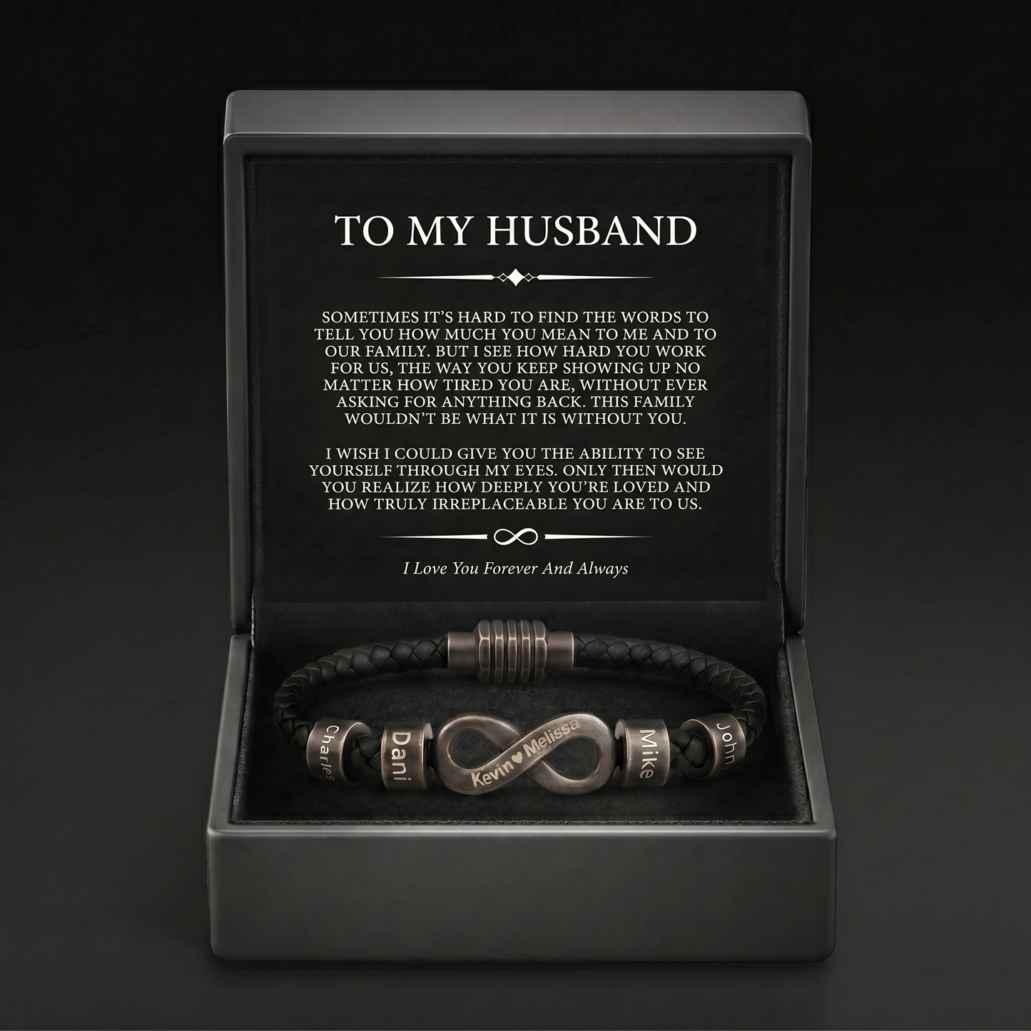 Infinity Name Bracelet - For the Man Who Holds Us Together