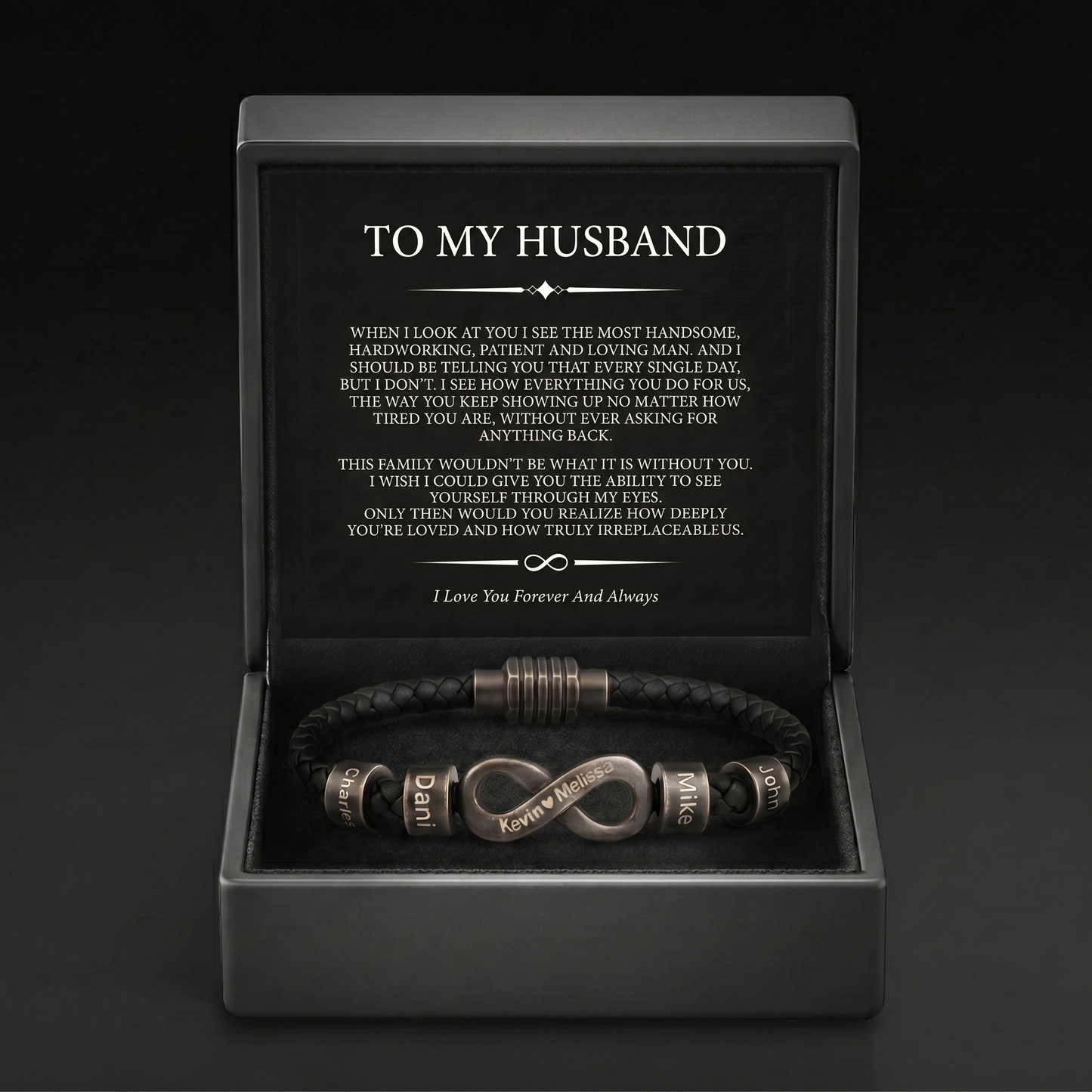 Infinity Name Bracelet - For the Man Who Holds Us Together