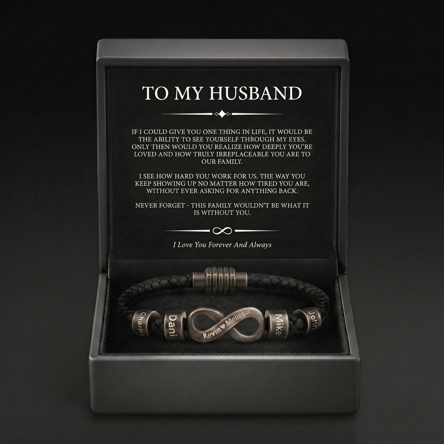 Infinity Name Bracelet - For the Man Who Holds Us Together