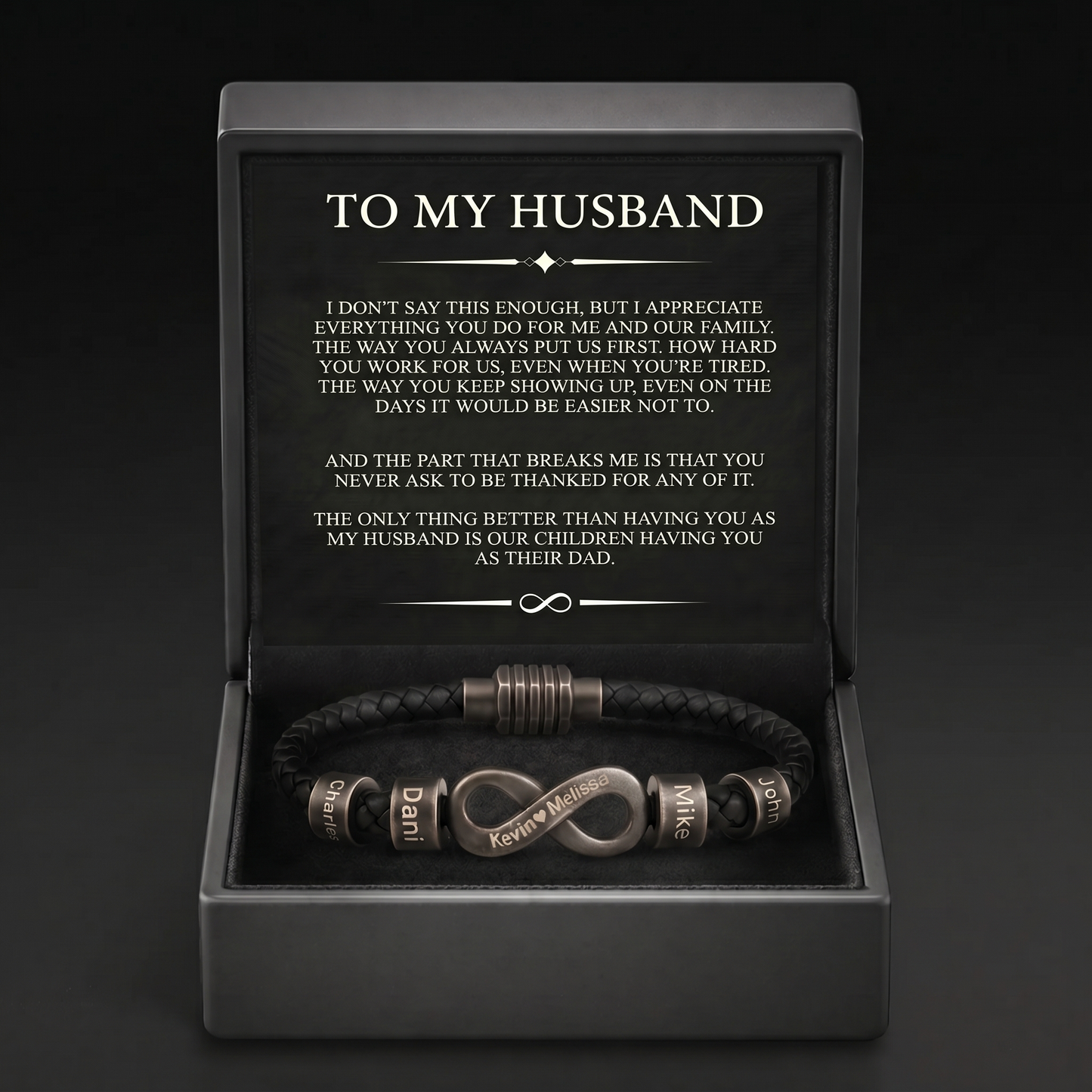 Infinity Name Bracelet - For the Man Who Holds Us Together