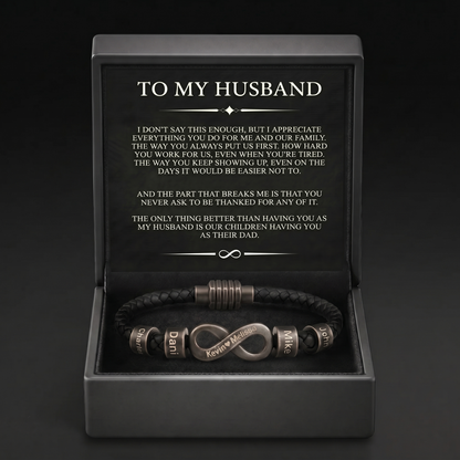 Infinity Name Bracelet - For the Man Who Holds Us Together