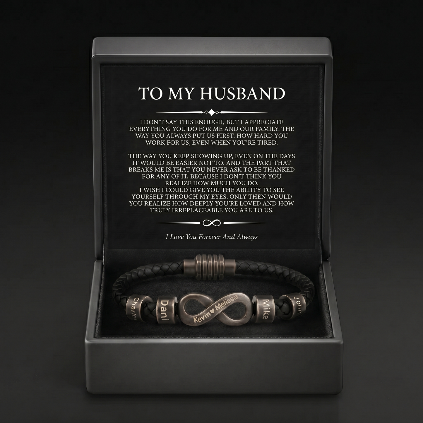 Infinity Name Bracelet - For the Man Who Holds Us Together