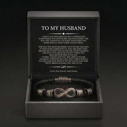 Infinity Name Bracelet - For the Man Who Holds Us Together