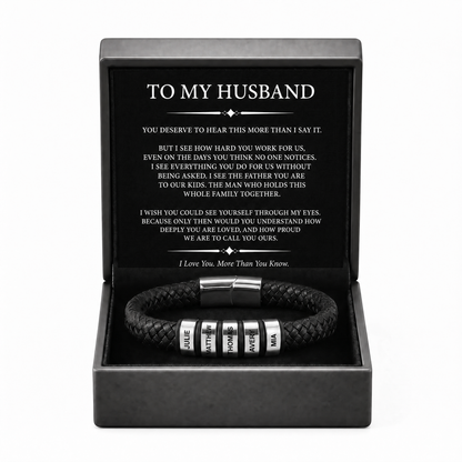 Family Forever - Personalized Leather Style Bracelet
