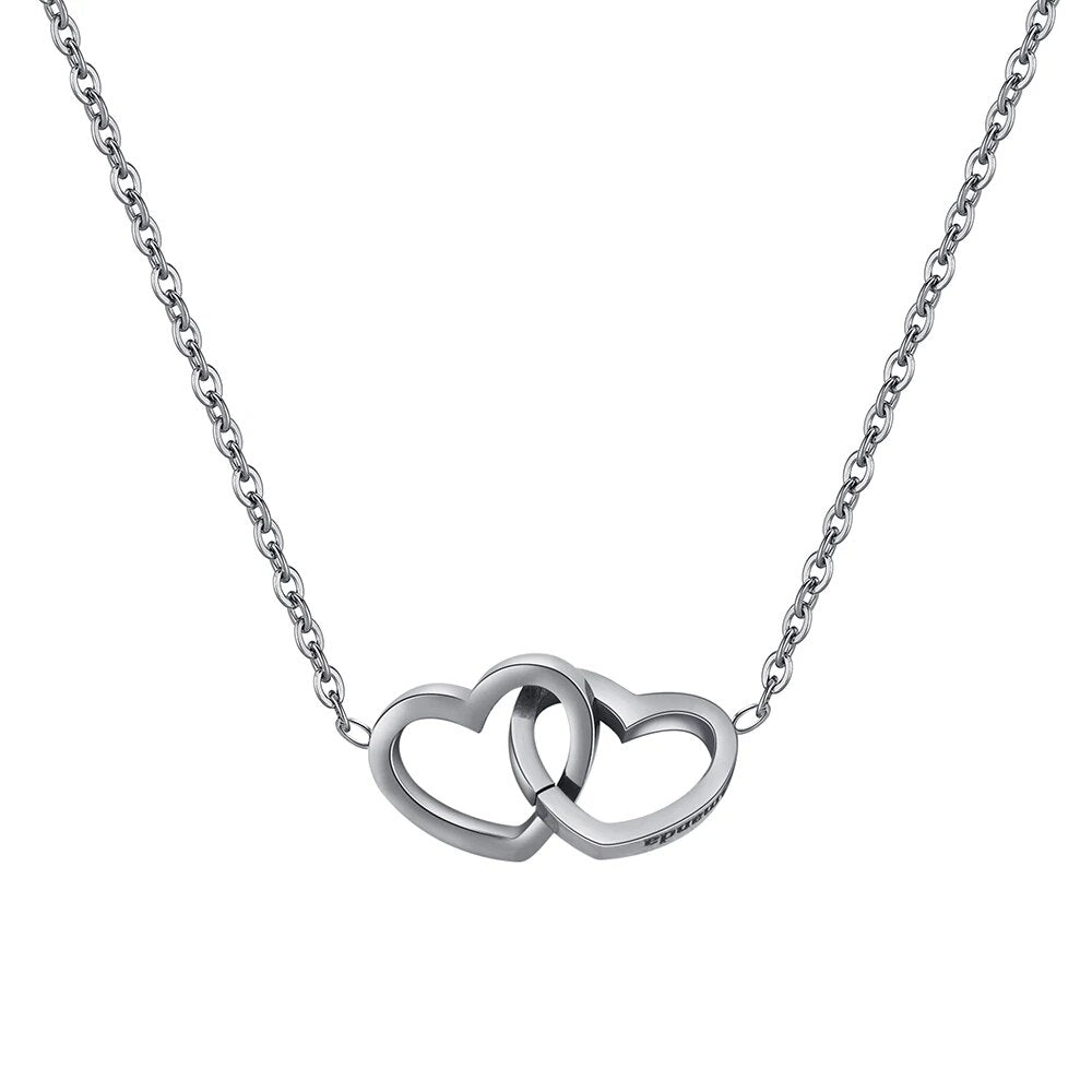 Interlocking Hearts Necklace with White Forever Rose Box