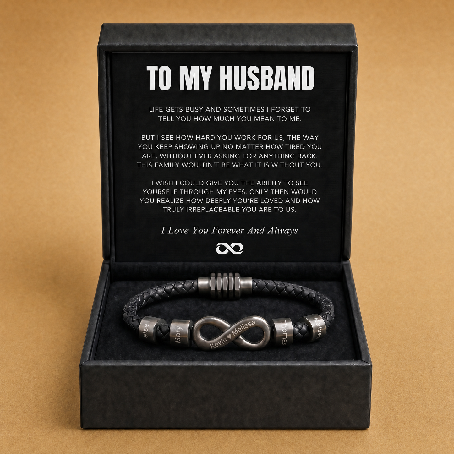Infinity Name Bracelet - For the Man Who Holds Us Together