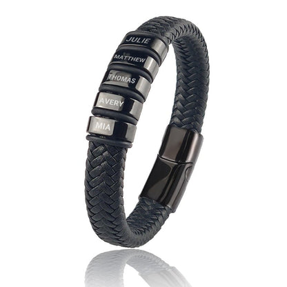 Family Forever - Personalized Leather Style Bracelet Set