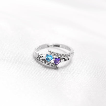 Personalized Birthstone Couples Ring
