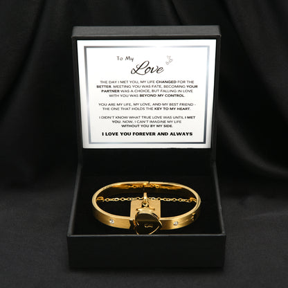 Couples Lock Bracelet and Key Necklace Set