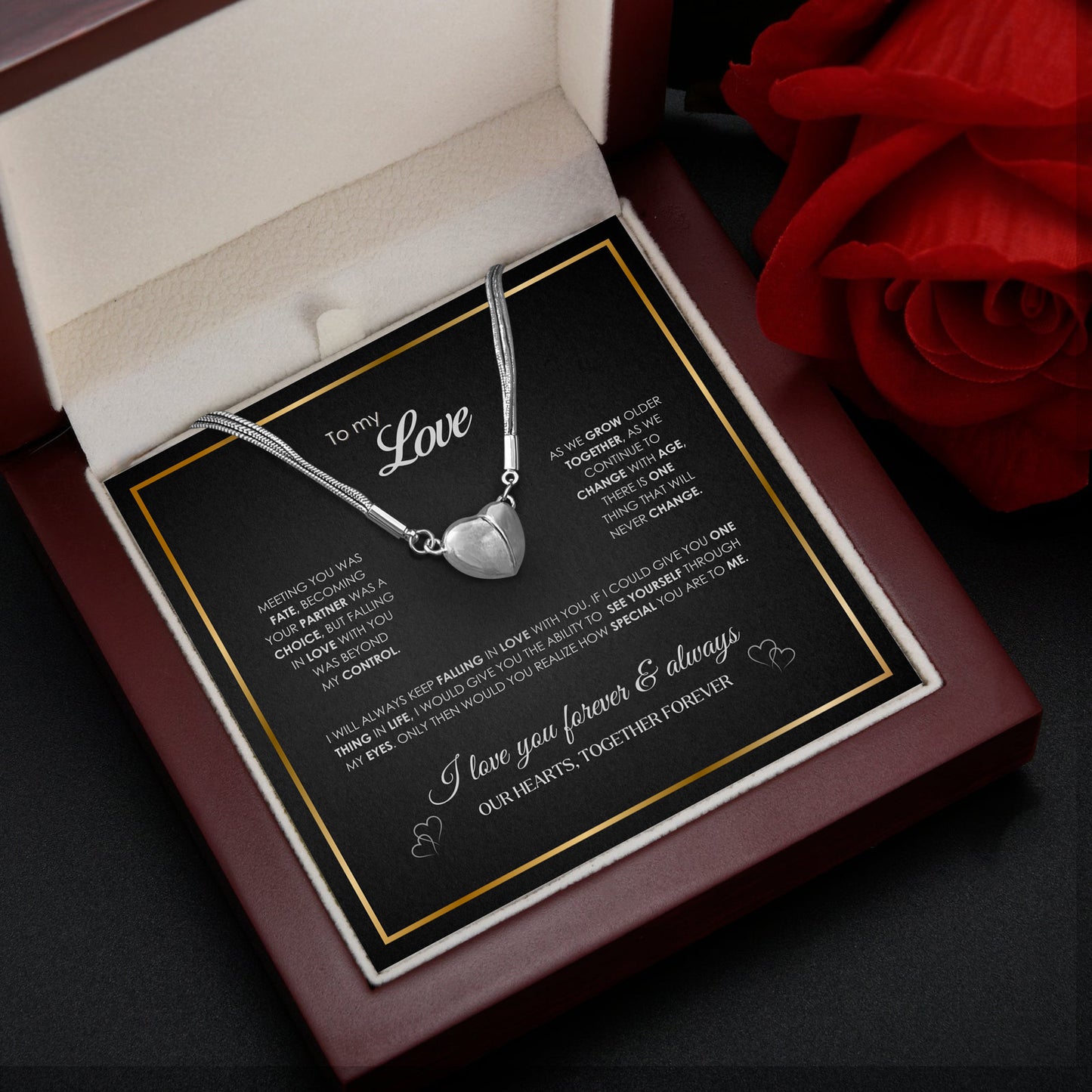 "Together Forever" – Magnetic Bond Heart Necklace with LED Gift Box