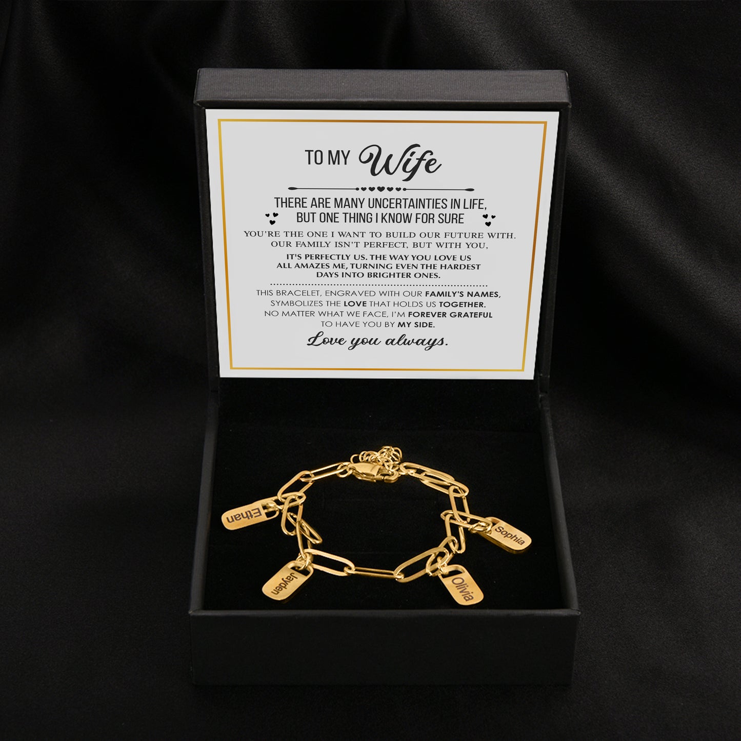Family's Heartbeat Engraved Bracelet