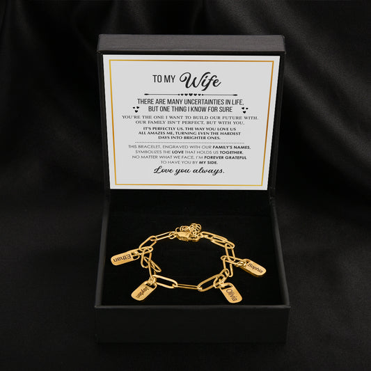 Family's Heartbeat Engraved Bracelet
