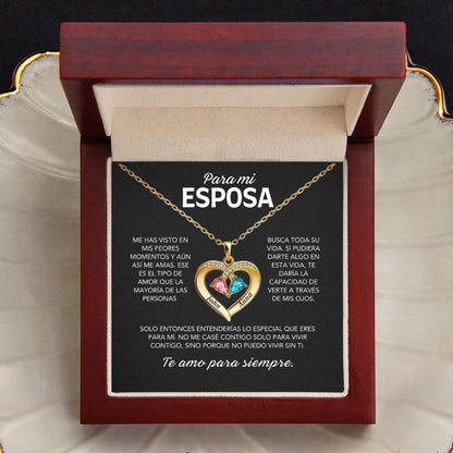 Siempre Tuya – Collar de Corazón con Piedra de Nacimiento