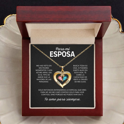 Siempre Tuya – Collar de Corazón con Piedra de Nacimiento