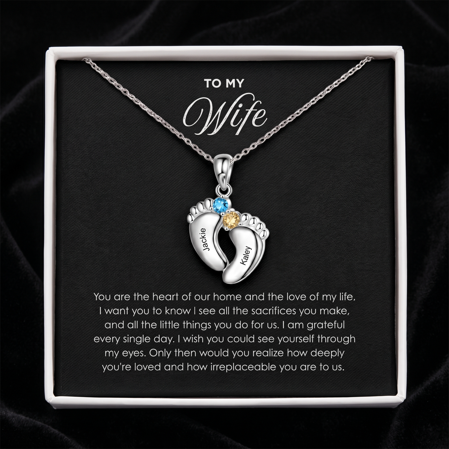 "Our Little Footprints" - Custom Name Baby Feet Necklace