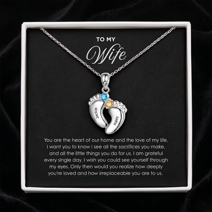 "Our Little Footprints" - Custom Name Baby Feet Necklace