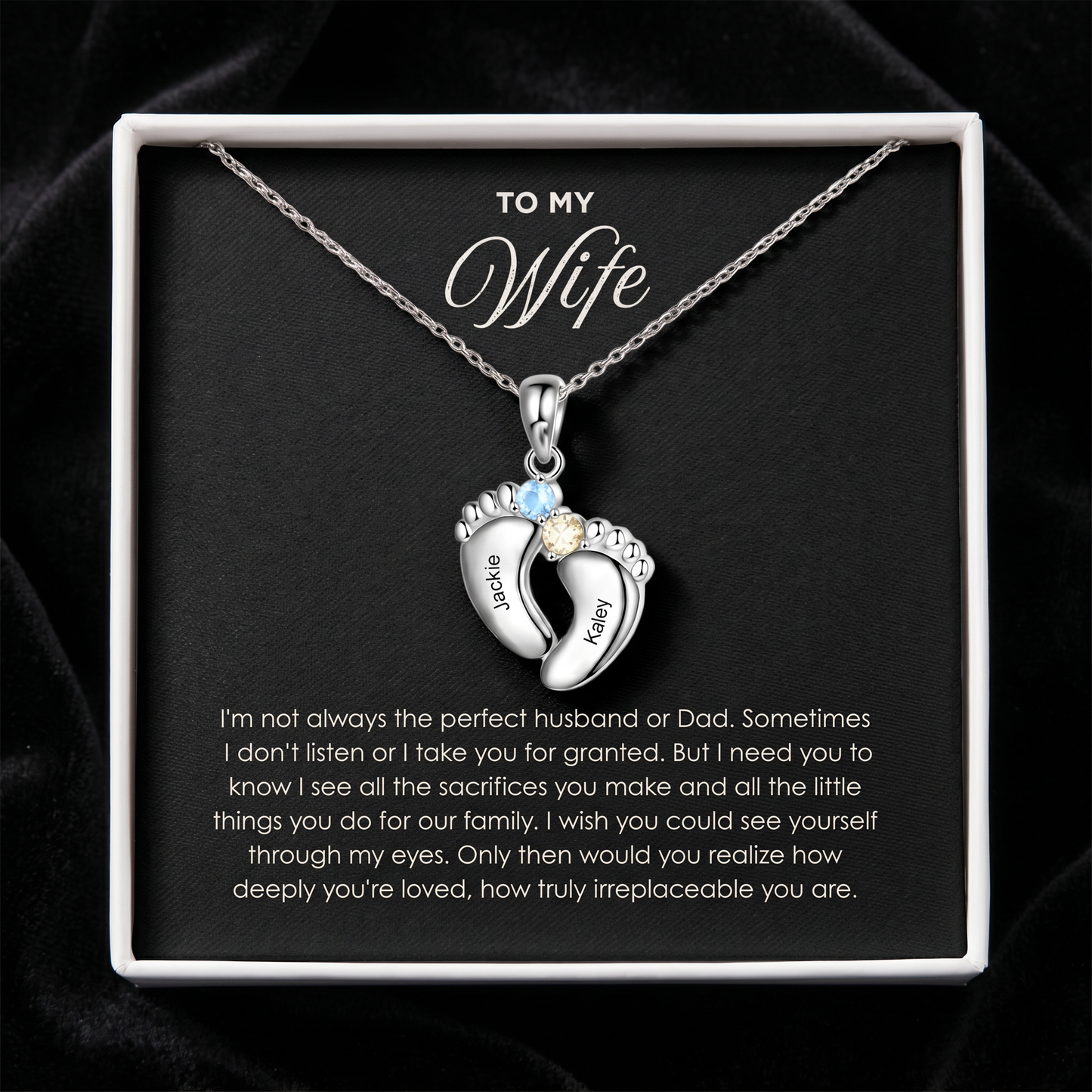 "Our Little Footprints" - Custom Name Baby Feet Necklace
